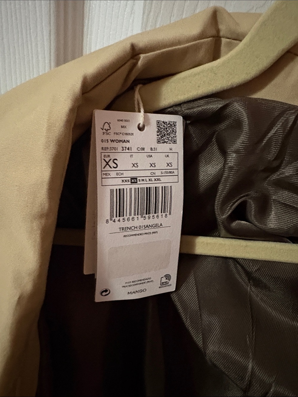 Mango Beige Double-Breasted Trench Coat with Belt - Picture 2 of 2
